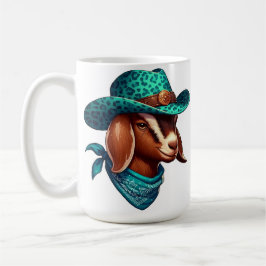 Ziege tragen einen stilistischen Cowboy-Hut und Ba Kaffeetasse