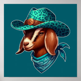 Ziege tragen einen stilistischen Cowboy-Hut und Ba Poster