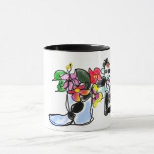 Ziege und Blumen Tasse