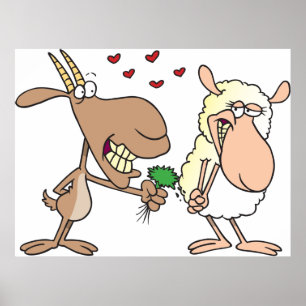 Ziege und Schaf verliebt Poster