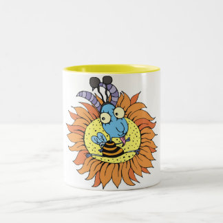 Ziege und Sonnenblume Zweifarbige Tasse
