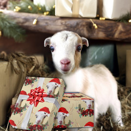 Ziege Weihnachten Adorable LaMancha Kind in Antler Geschenkpapier