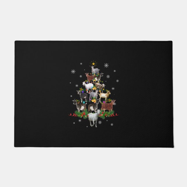 Ziege Weihnachtsbaum Schneegleite Xmas Fußmatte (Vorderseite)