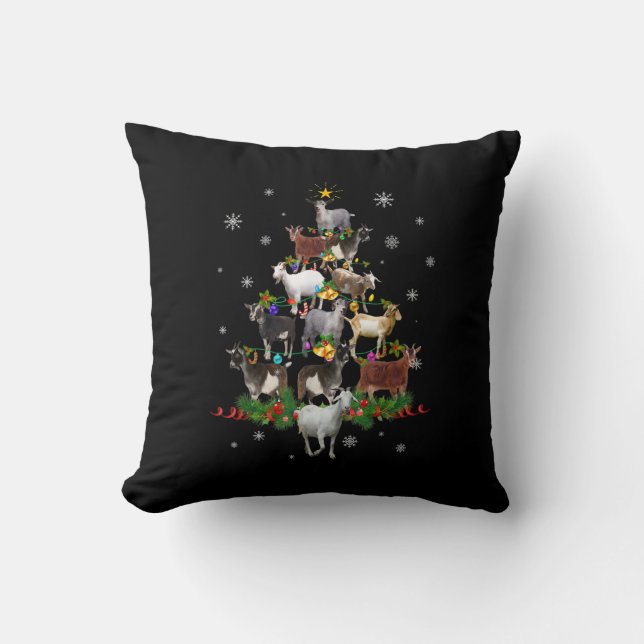 Ziege Weihnachtsbaum Schneegleite Xmas Kissen (Vorderseite)