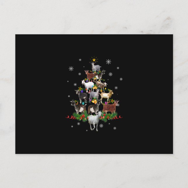 Ziege Weihnachtsbaum Snow Goat Xmas Ankündigungspostkarte (Vorderseite)
