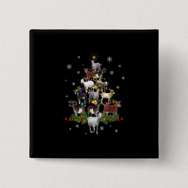 Ziege Weihnachtsbaum Snow Goat Xmas Button (Vorderseite)