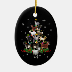 Ziege Weihnachtsbaum Snow Goat Xmas Keramik Ornament
