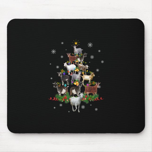 Ziege Weihnachtsbaum Snow Goat Xmas Mousepad (Vorne)