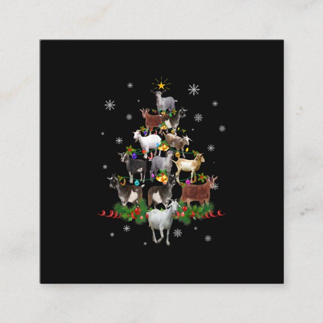 Ziege Weihnachtsbaum Snow Goat Xmas Quadratische Visitenkarte (Vorderseite)