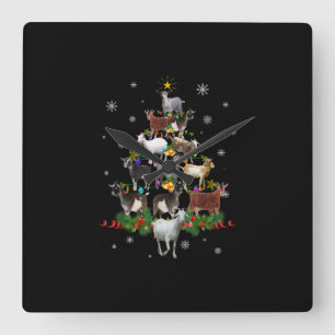 Ziege Weihnachtsbaum Snow Goat Xmas Quadratische Wanduhr