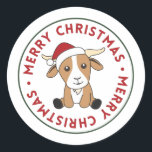 Ziege Weihnachtsziegen Wintertiere Klassische Rund Runder Aufkleber<br><div class="desc">Die Ziege zu Weihnachten mit Feenlicht. Hübsche Tiere mit Geschenken und Schnee für den Urlaub. Auch lustig für Weihnachten im Juli. Ziegen sind niedliche Tiere und perfekt zu Weihnachten.</div>