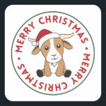 Ziege Weihnachtsziegen Wintertiere Square Sticker<br><div class="desc">Die Ziege zu Weihnachten mit Feenlicht. Hübsche Tiere mit Geschenken und Schnee für den Urlaub. Auch lustig für Weihnachten im Juli. Ziegen sind niedliche Tiere und perfekt zu Weihnachten.</div>