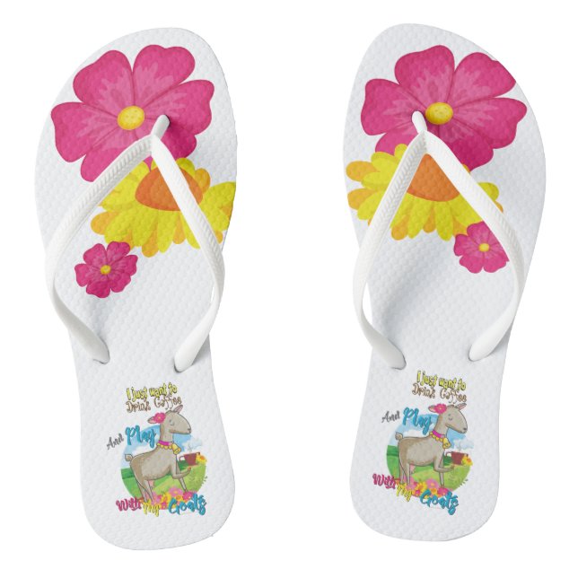 ZIEGE | Woll einfach Kaffee mit Ziegen zu trinken Flip Flops (Fußbett)