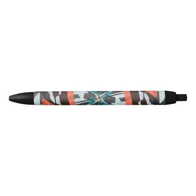 Ziegel-Design in Orange, Schwarz und Aqua Kugelschreiber (Vorderseite)