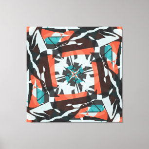 Ziegel-Design in Orange, Schwarz und Aqua Leinwanddruck