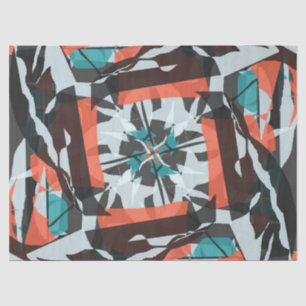 Ziegel-Design in Orange, Schwarz und Aqua Seidenpapier