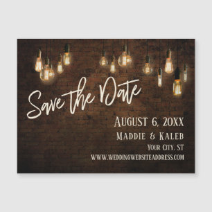 Ziegel Edison Lichter Save the Date Magnetkarte