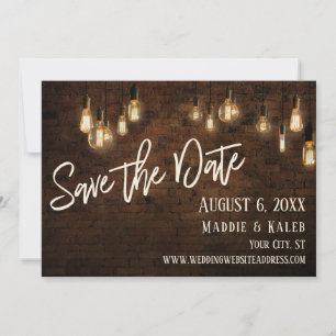 Ziegel und Edison-Lichter - Datum vormerken mit De Save The Date