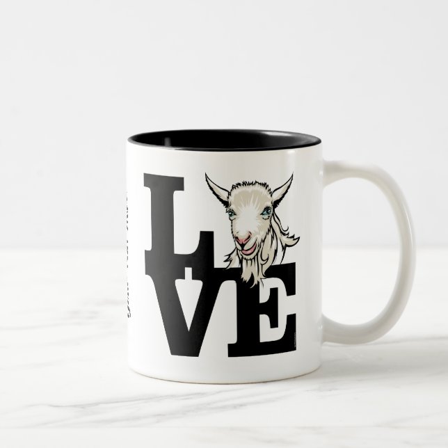 ZIEGELLOVER | RETRO Ziege L O V E - Weiße Ziege Zweifarbige Tasse (Rechts)