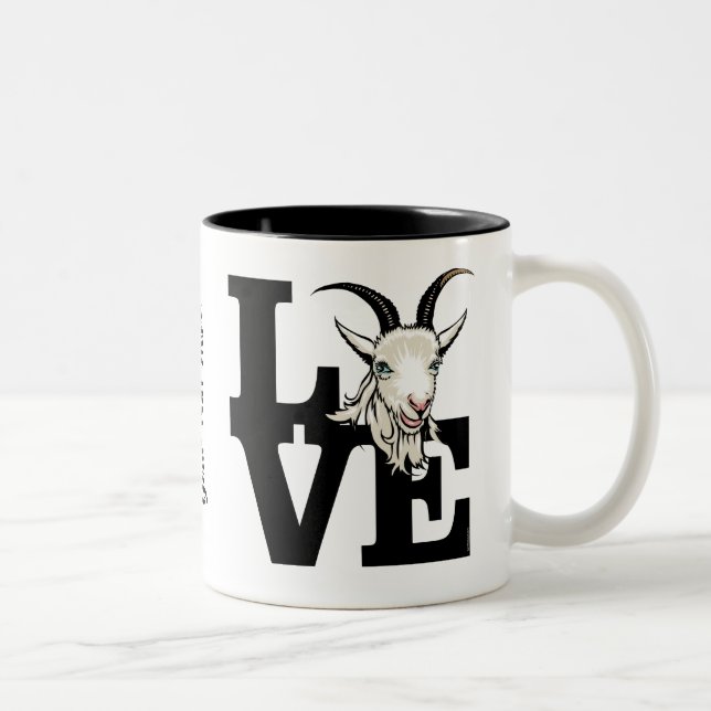 ZIEGELLOVER | RETRO Ziege L O V E - Weiße Ziege Zweifarbige Tasse (Rechts)