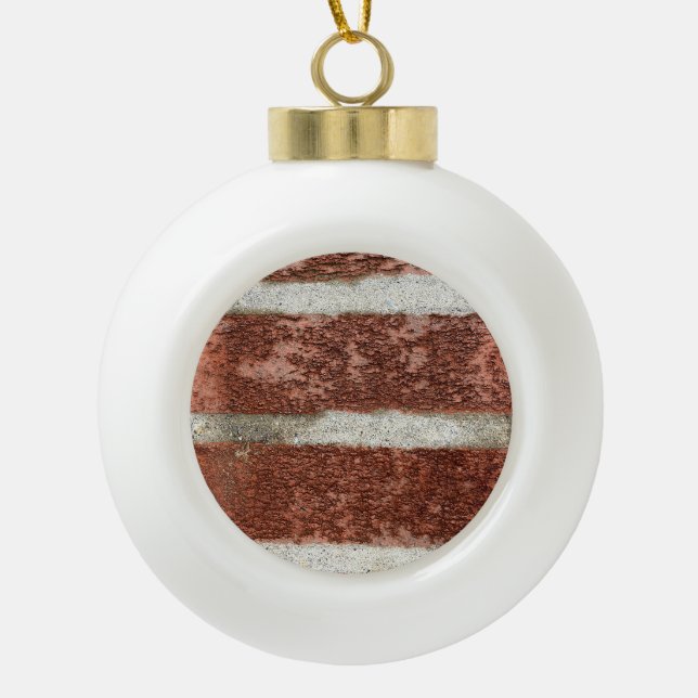 Ziegelmauer aus rotem Ziegelstein Keramik Kugel-Ornament (Vorderseite)