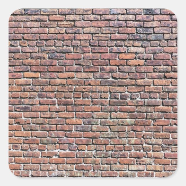 Ziegelmauer-Etikett Quadratischer Aufkleber (Vorderseite)