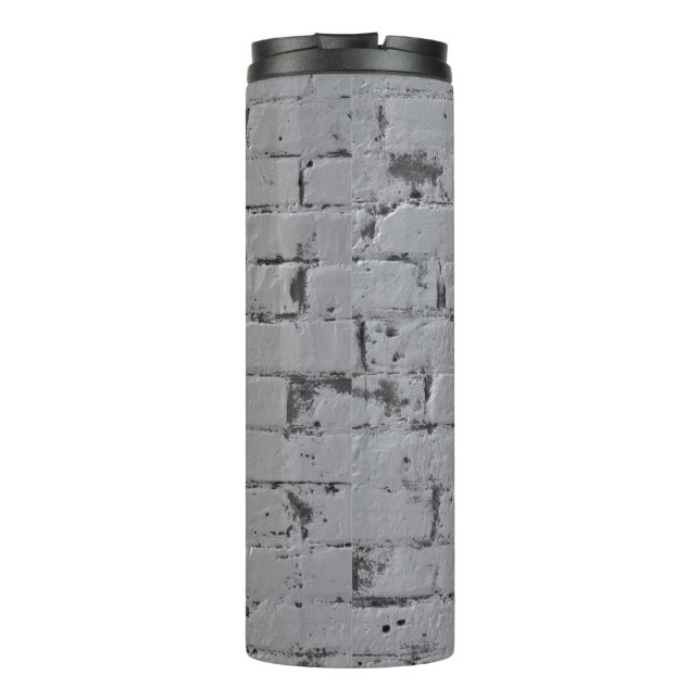 Ziegelmauer, hellgrau gestrichen thermosbecher (Rückseite)