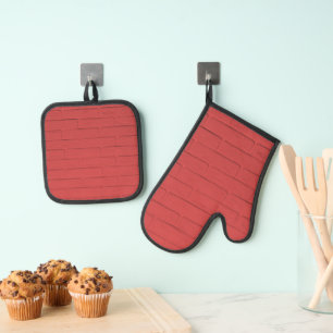 Ziegelmauer Ofenhandschuh & Topflappen-Set