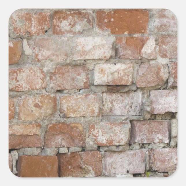 Ziegelmauer Quadratischer Aufkleber (Vorderseite)