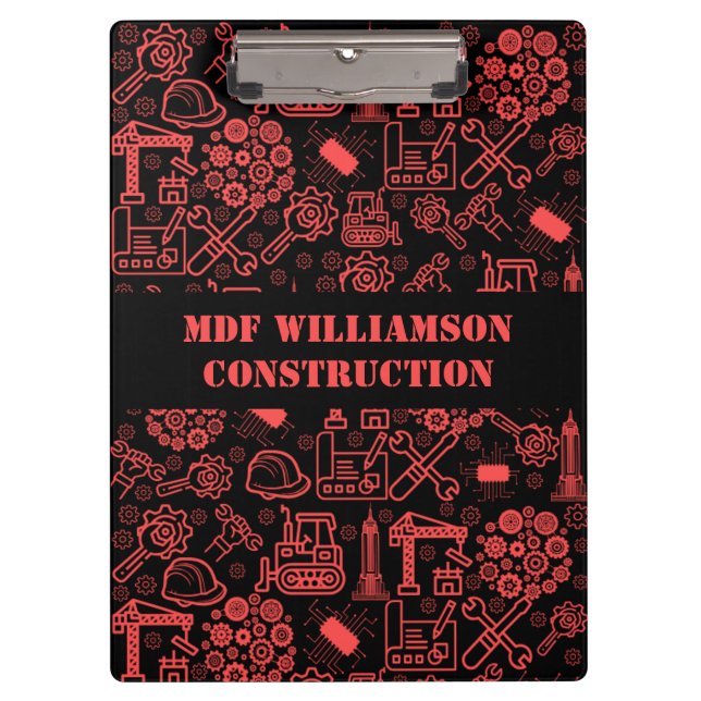 Ziegelroter moderner Architectural Blueprint Engin Klemmbrett (Vorderseite)