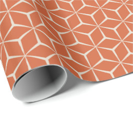 Ziegelrotes geometrisches Kubikmuster Geschenkpapier