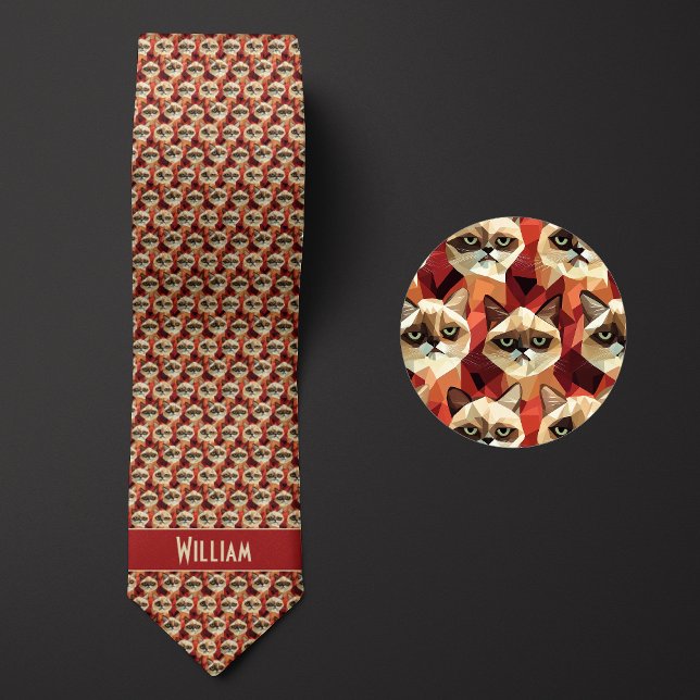 Ziegelrotes geometrisches Muster Krawatte (Von Creator hochgeladen)