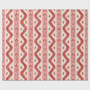 Ziegelrotes Ikat, gewebter Streifen auf Creme Geschenkpapier