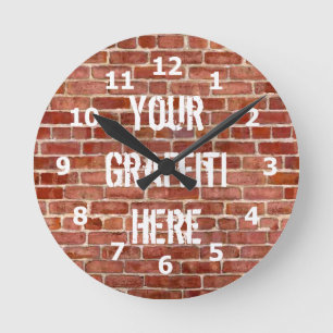 Ziegelstein-Wandpersonalisierte Graffiti-Uhr Runde Wanduhr