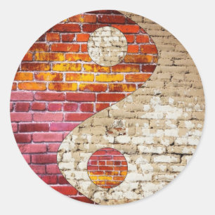 Ziegelstein Yin Yang Aufkleber