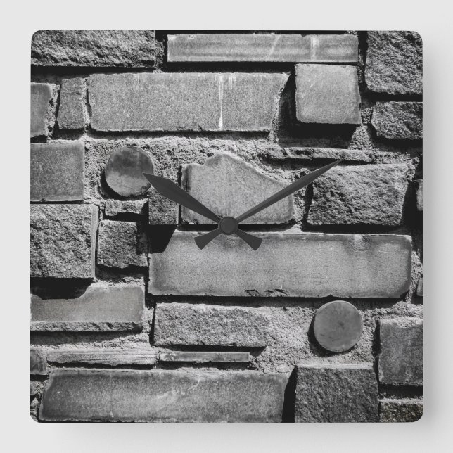 Ziegelwand Coole Textur Muster Quadratische Wanduhr (Vorderseite)