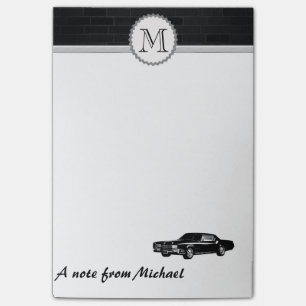 Ziegelwand klassisch alte Auto-Monogramm Post-it Klebezettel