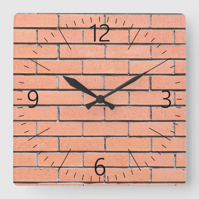 Ziegelwandmuster Quadratische Wanduhr (Vorderseite)