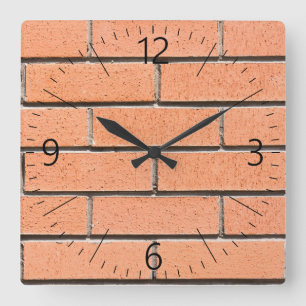 Ziegelwandmuster Quadratische Wanduhr