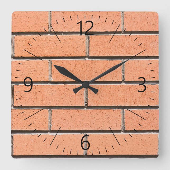 Ziegelwandmuster Quadratische Wanduhr (Vorderseite)