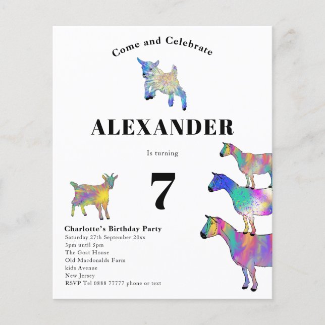 Ziegen als Geburtstagsparty (Vorderseite)