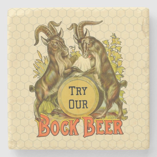 Ziegen Bock-Bierwerbung Steinuntersetzer (Vorderseite)