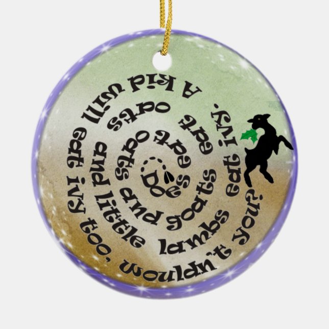 ZIEGEN-GEDICHT-LIED-WEIHNACHTSverzierung Keramikornament (Vorne)