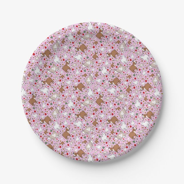 Ziegen in Rosa Pappteller (Vorderseite)
