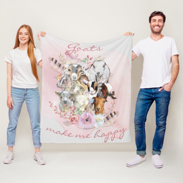 Ziegen machen mich glücklich Wasserfarben Ziegen P Fleecedecke (Beispiel)