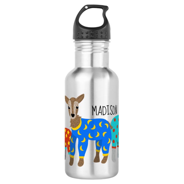 Ziegen mit Pajamas Illustration Personalisiert Edelstahlflasche (Vorderseite)