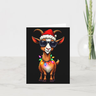 Ziegen-Santa-Hut-Lichter-Weihnachten-Cute-Xmas-Pyj Karte
