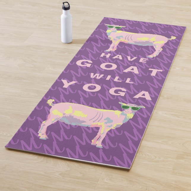 Ziegen-Yoga-Pastelle auf lila Yogamatte (Beispiel)