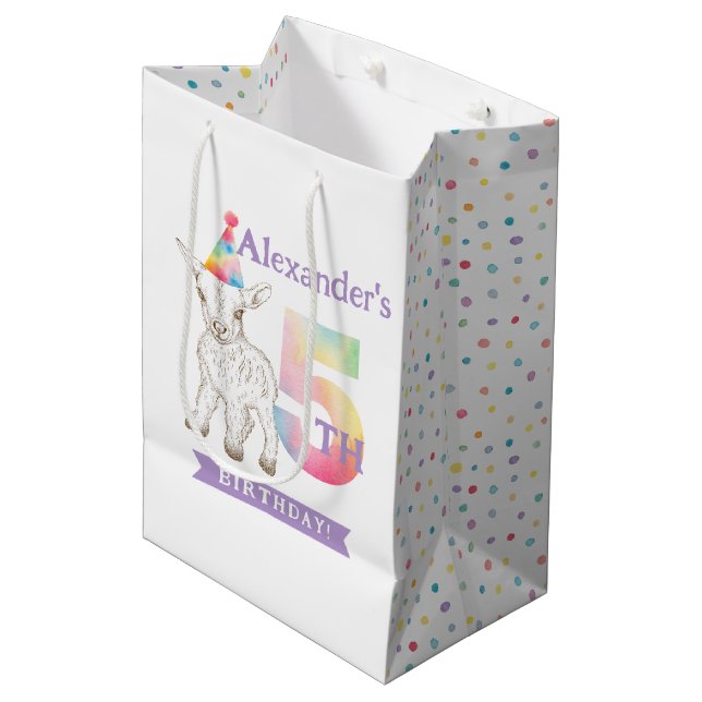 Ziegenfarm Tierpastete 5th Birthday Geschenktasche Mittlere Geschenktüte (Vorderseite Schrägansicht)