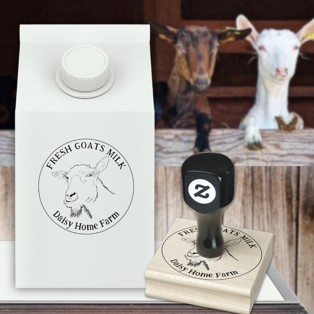 Ziegengeschäft Gummistempel (Fresh goats milk custom ink rubber stamp with simple goat drawing funny farm animal art)